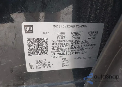 2023 Chevrolet Trailblazer Awd Rs из США, поврежденный, VIN KL79MUSL8PB083974